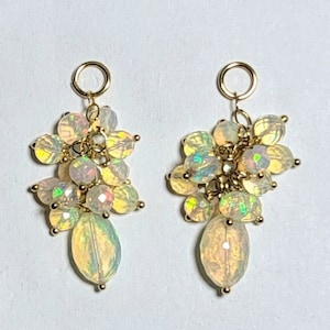 Faceted Natural Ethiopian Opal Cluster INTERCHANGEABLE Earring Charms 14K Gold Filled or Solid Sterling Silver