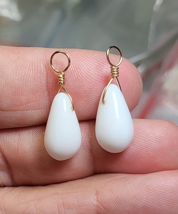 White Coral Interchangeable Earring Charms Solid Sterling 14K