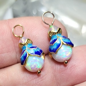 Ethiopian & Lab Opal Sterling Cloisonne INTERCHANGEABLE Earring Charms Sterling Silver or 14K Gold Filled