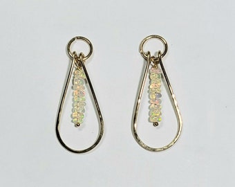 Natural Ethiopian Opals INTERCHANGEABLE Earring Charms YG or SS or Rose Gold