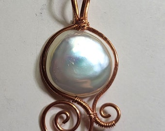 A+ 18mm White Pearl 1 1/2" SLIDE Pendant fits up to 8mm Omega Solid Sterling, 14K Yellow or Rose Gold Filled