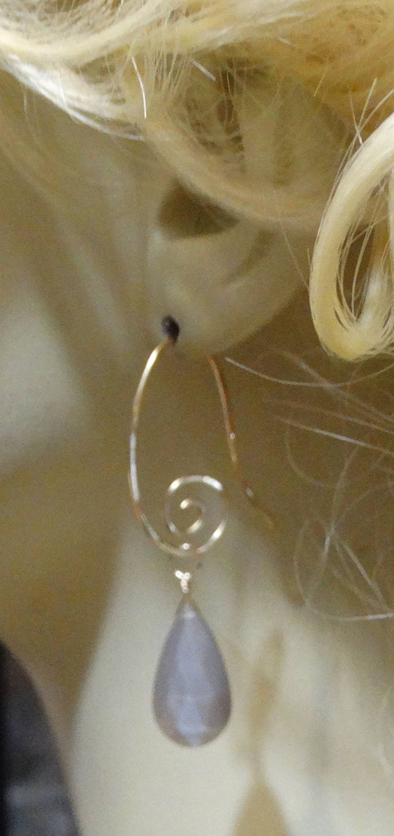 10x20mm Faceted Chocolate Moonstone Drops INTERCHANGEABLE Earring Charms 14k Rose Gold Filled