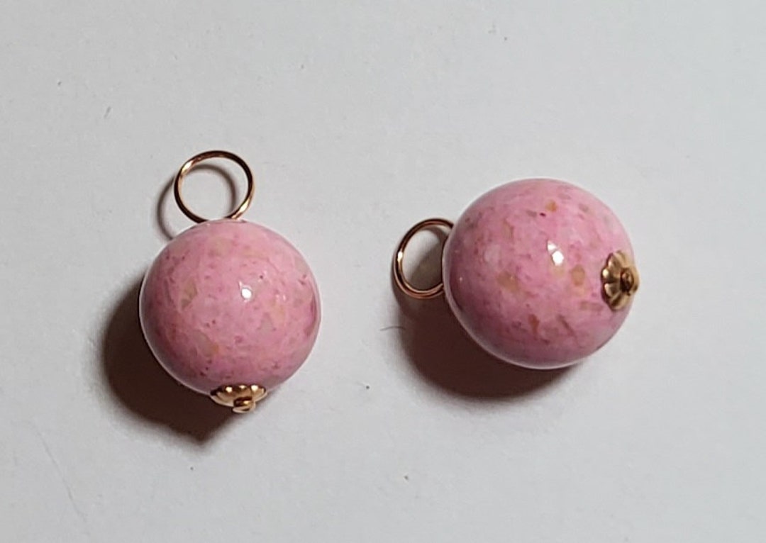8mm or 10mm Pink River Rock INTERCHANGEABLE Earring Charms Sterling ...