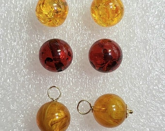 Choice of Color 12mm Lab Amber INTERCHANGEABLE Earring Charms YG or SS or Rose Gold