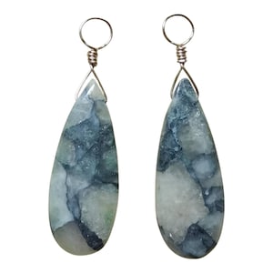1 Pair INTERCHANGEABLE Mojave Pale Yellow Calcite with Silver Matrix Earring Charms Solid Sterling, 14K Rose or Yellow Gold Filled