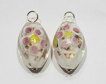 15x23mm Lampwork INTERCHANGEABLE Earring Charms Yellow or Rose Gold Filled or Solid Sterling Silver