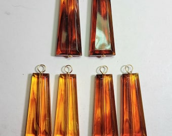 1 Pair 3 Colors Light Weight Synthetic Amber INTERCHANGEABLE Earring Charms Solid Sterling, Rose or Yellow Gold Filled