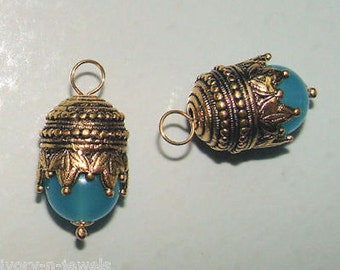 Crowned Maharajah Peruvian Opal Blue INTERCHANGEABLE Earring Charms Earring Jackets YG or SS