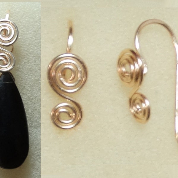 Spiral Loop Hide Wires INTERCHANGEABLE Earring Wires Hammered Sterling, 14K Rose or Yellow Gold Filled or Copper