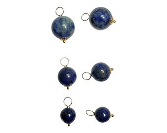 1 Pair 8mm 10mm or 12mm Lapis Lazuli INTERCHANGEABLE Earring Charms Sterling, Rose or YG