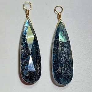 Awesome AA+ Blue Moss Kyanite INTERCHANGEABLE Earring Charms Solid Sterling, 14K Rose Gold filled or 14K Yellow Gold Filled