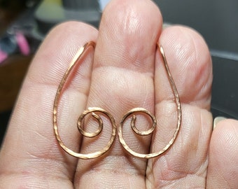 Large Fancy Spiral INTERCHANGEABLE Earring Wires Hammered Copper