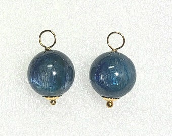 AA+ 12mm Blue Kyanite INTERCHANGEABLE Earring Charms Solid Sterling, 14K Rose Gold filled or 14K Yellow Gold Filled