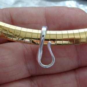 Large 9x21mm INTERCHANGEABLE Pendant Hanger Converter SLIDE Enhancer Gold Over Sterling Fits up to 10mm Omega image 9