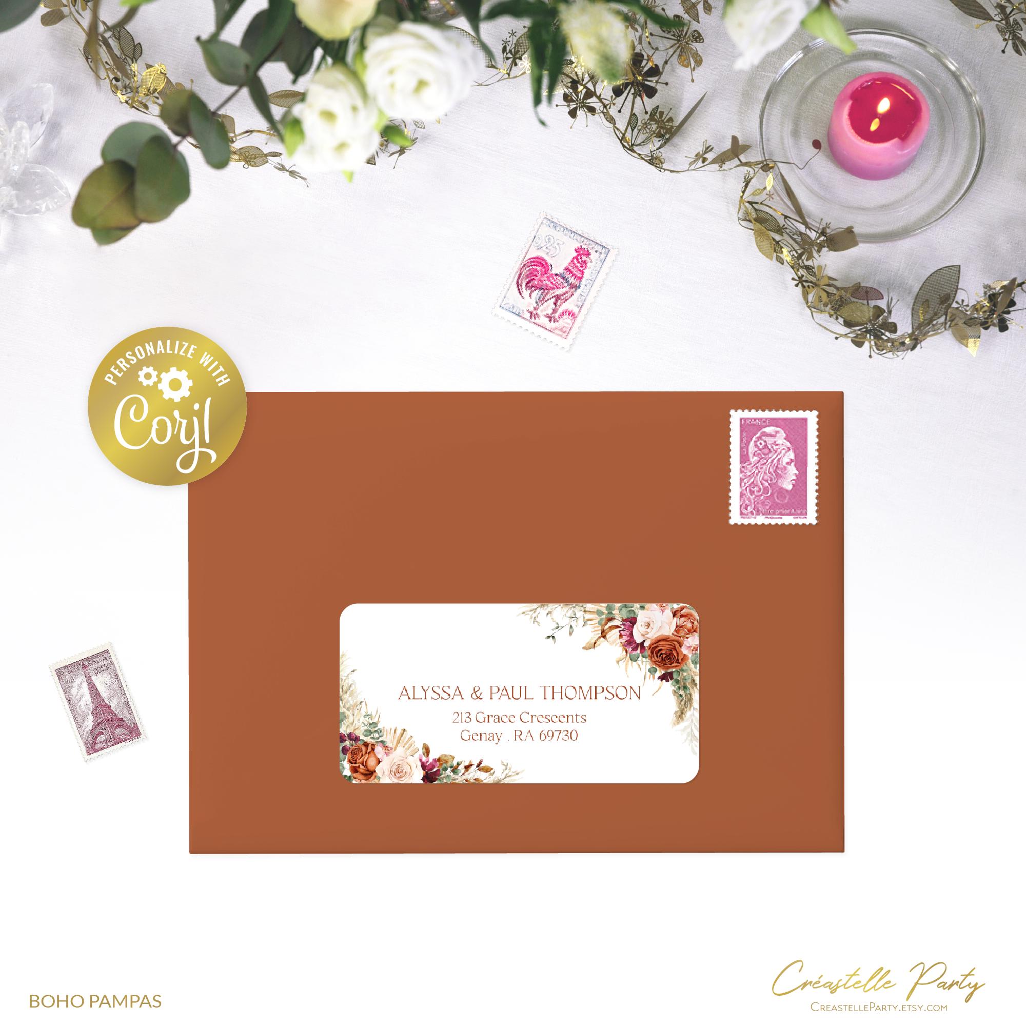 Boho Pampas Address Labels, Shipping Printable Label Template