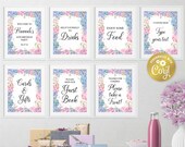 Party sign set, editable hydrangea signs, pink and blue signs, party decoration, spring signs package, corjl template Il_170x135