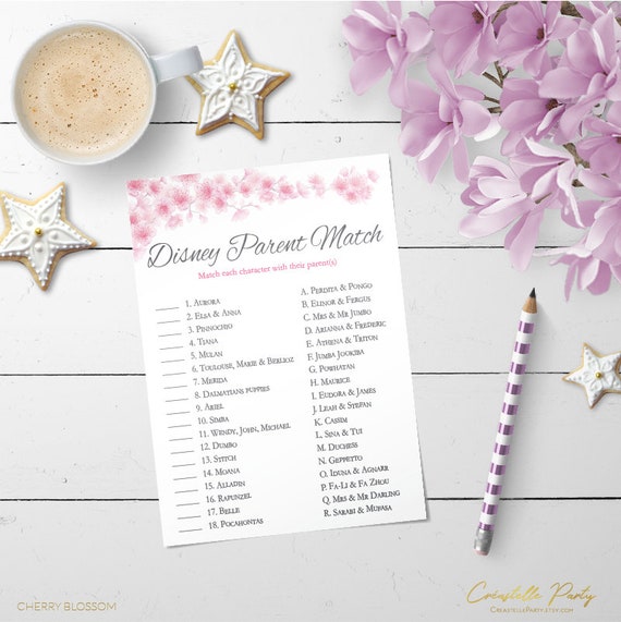 Instant Download Girl Baby Shower Game Pink White Match The Disney Parents Printable Cherry Blossom Disney Parent Match Game 5MQ8W Instant Download Girl Baby Shower Game Pink White Match The Disney Parents Printable Cherry Blossom Disney Parent Match Game 5MQ8W
