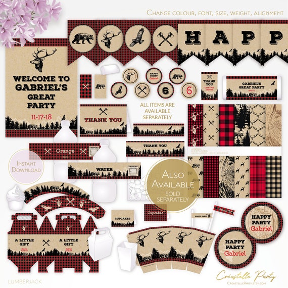 woodland digital games INSTANT DOWNLOAD Rustic lumberjack baby shower printable games package 3 buffalo plaid game bundle