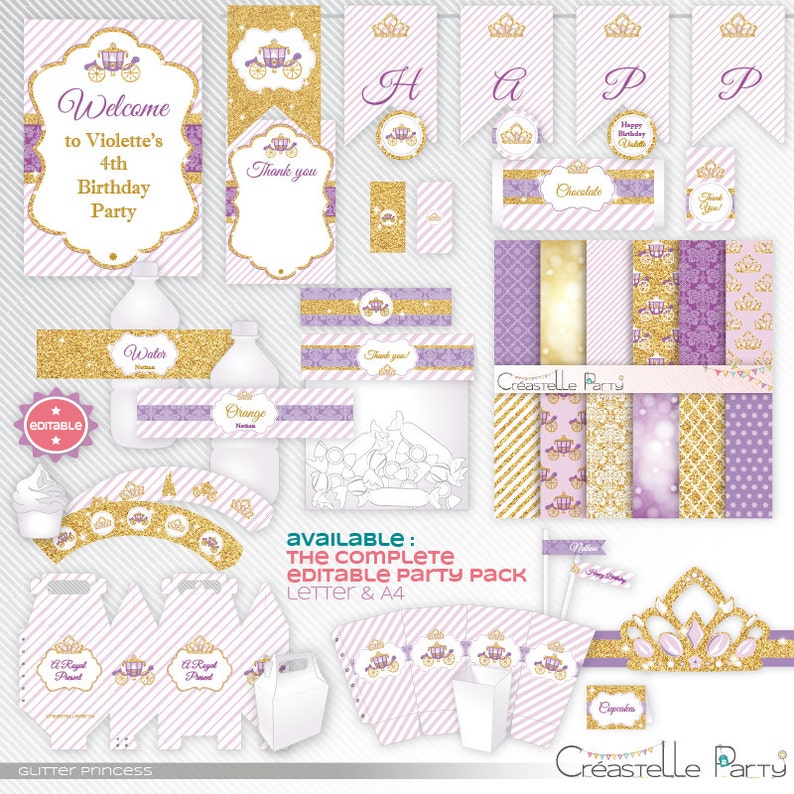 Glitter Princess Baby Bag Game purple and gold baby shower Etsy