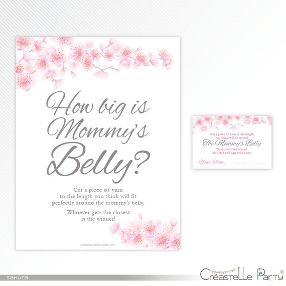 Guess How Big Is Mommy S Belly Ticket Sign Cherry Blossom