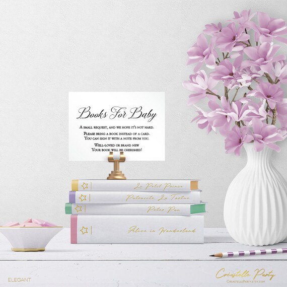 Book request card, simple baby's library, modern elegant printable baby shower game, black and white game, calligraphic, instant download Il_570xn
