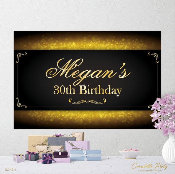 Bokeh Backdrop Gold And Black Party Poster Party Decoration