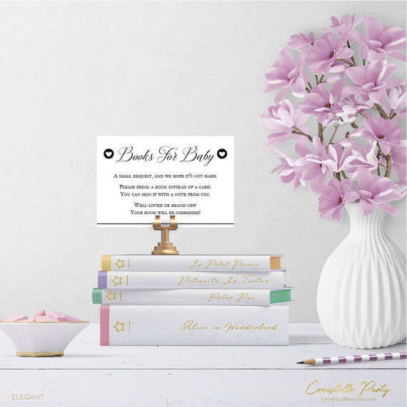 Book request card, simple baby's library, modern elegant printable baby shower game, black and white game, INSTANT DOWNLOAD Il_570xn