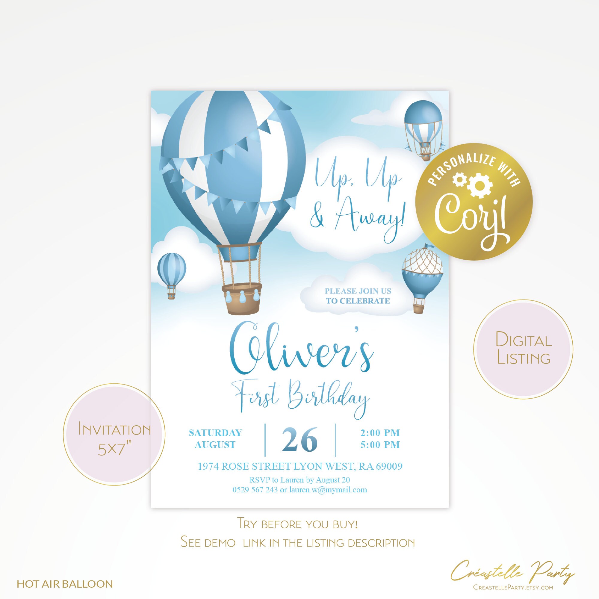 数々の賞を受賞 Up, Editable Invitation, Balloon Air Hot up Birthday Away & 文学・小説