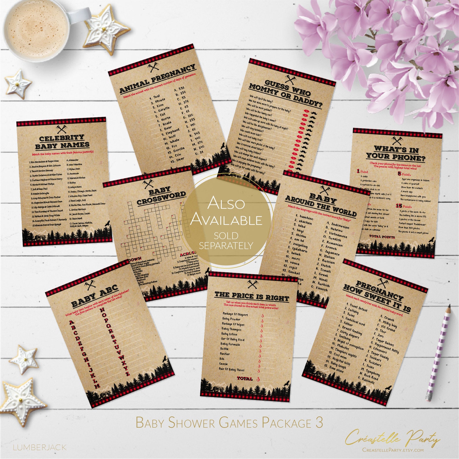 Rustic Lumberjack Buffalo Plaid Celebrity Baby Names Game Etsy