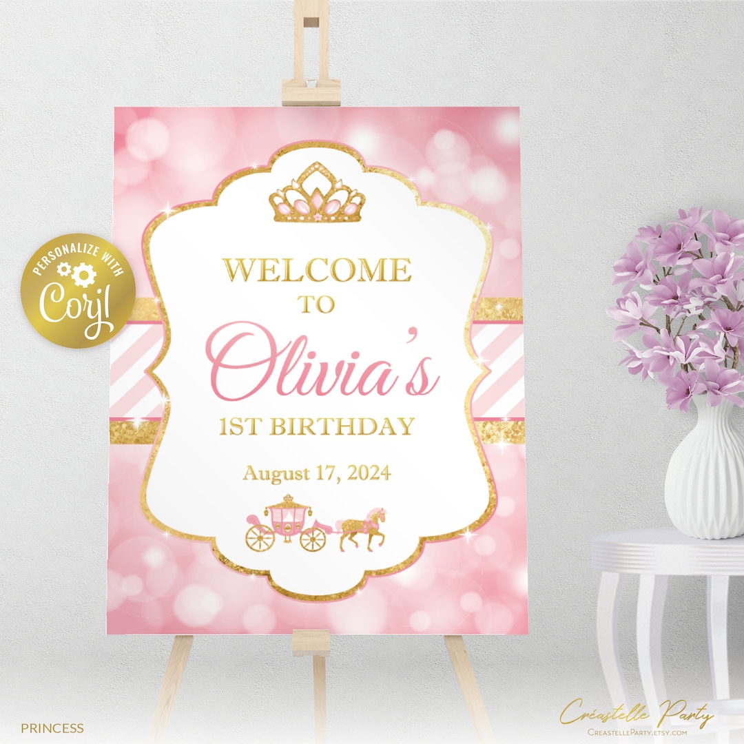 Princess Welcome Sign, Royal Party Editable Sign, Printable Party ...