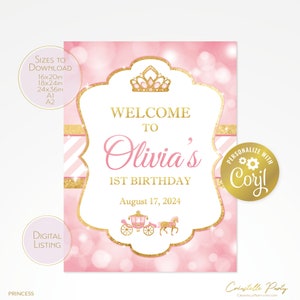 Princess Welcome Sign, Royal Party Editable Sign, Printable Party ...