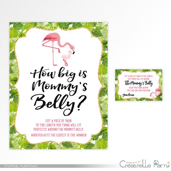 Tropical Flamingo Guess How Big Is Mommy S Belly Baby Shower Tropical Flamingo Guess How Big Is Mommy S Belly Baby Shower