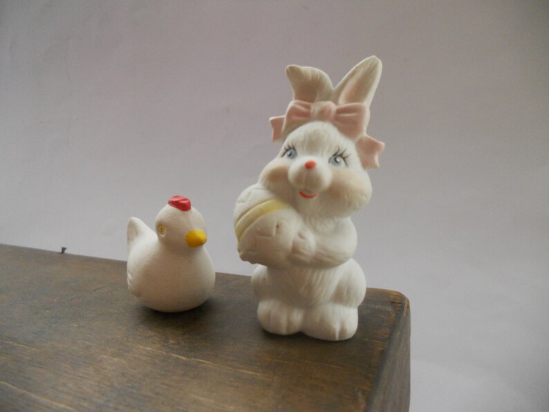 Miniature Easter figurines Small hen Easter bunny Ceramic Etsy