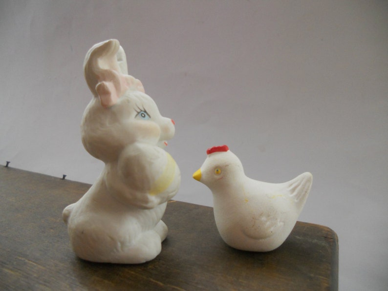 Miniature Easter figurines Small hen Easter bunny Ceramic Etsy