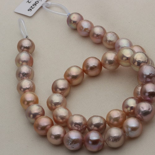 9-12mm Large round Edison pearl strand,Very beautiful metallic color pearl shops necklace,nuclear pearl string.POLF302
