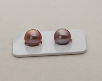 11-12MM natural purple pearl pair,near round Edison pearls,pearl earring,fresh water pearlSIJ01