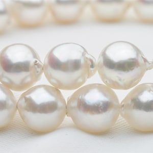 White Color Akoya Pearl Strand, Perlas japonesas, Perla Barroca Sring para diseño de collar, AKMK001