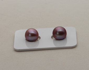 11-12mm Deep purple pearl pair,round pearl pair,natural color Edison pearls,fresh water pearl.SIJ04