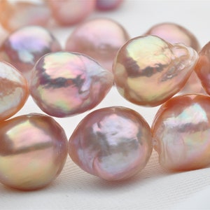 Hebra de perlas onduladas barrocas con color natural del arco iris, ANS008