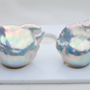 Mirror Luster!!!Natural Metallic White Fireball Pearl Pair,Natural Metallic Color Freshwater Pearls,Natural Baroque Pearl Pair.ATS02