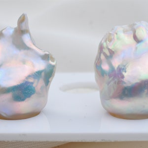 Mirror Luster!!!Natural Baroque Pearl Pair With Metallic White Color,Natural Metallic Fireball Pearl Pair.ATS03