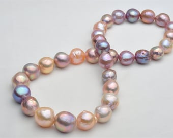 Baroque Pearl Necklace Strand with Metallic Color,BFM003