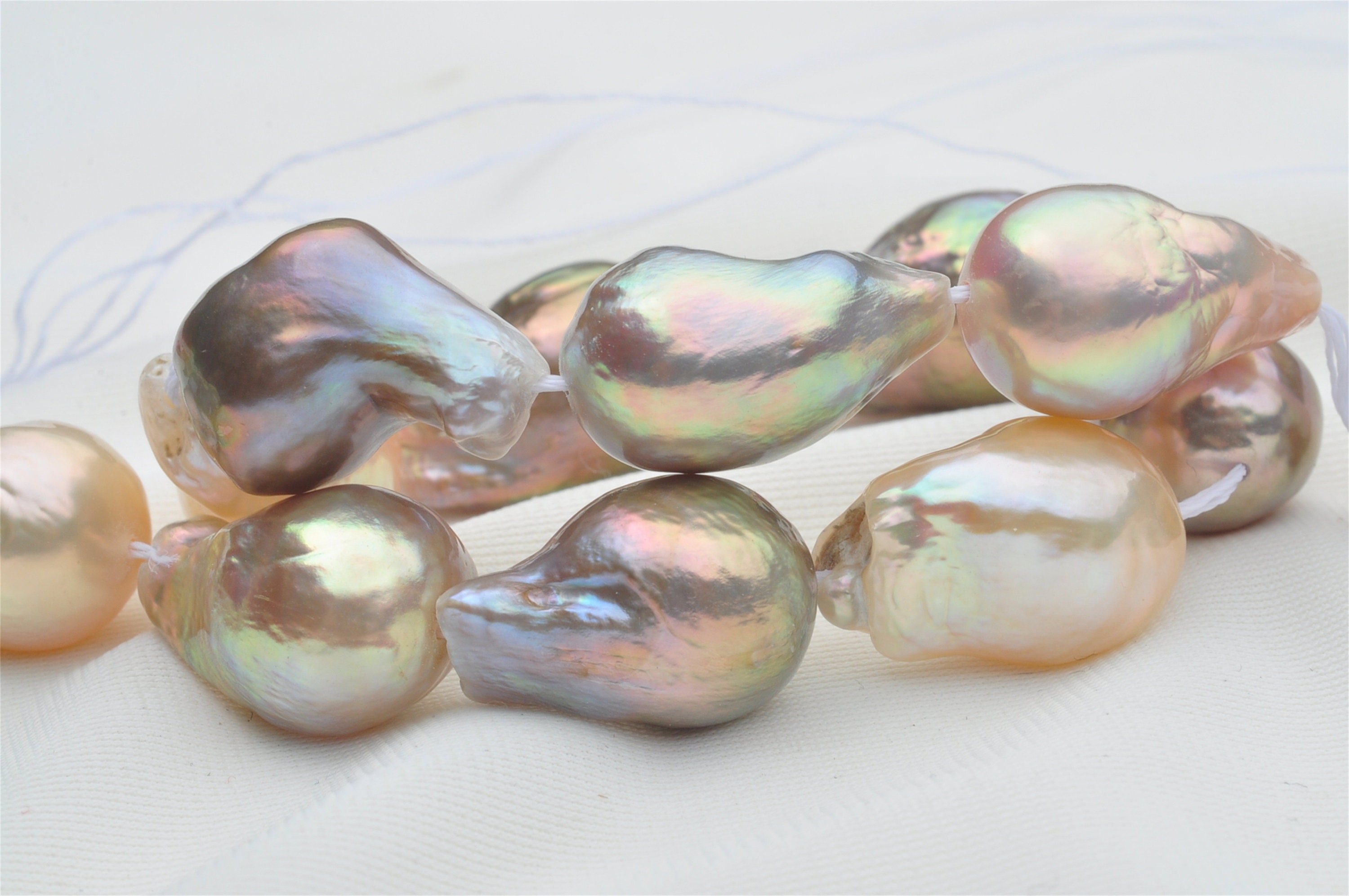 Baroque Loose Pearl String With Natural Rainbow Color For Necklace Design,AXHS002