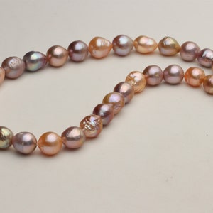 9-12mm filo di perla metallica color,collana di perle barocche viola / rosa,Edison perle perline. NXHK0638
