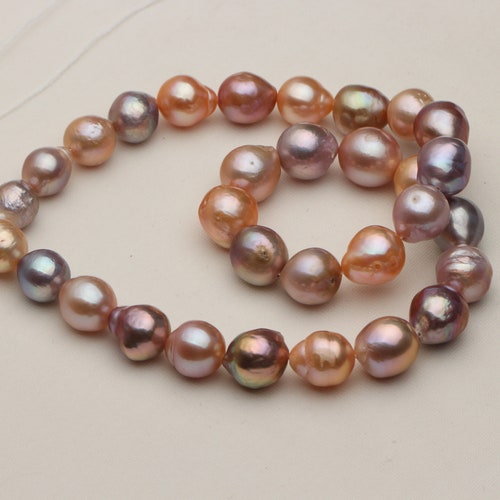 9-12mm baroque pearl necklace,metallic color pearl hotsell beads,mixed color pearl strand.NXHK0644