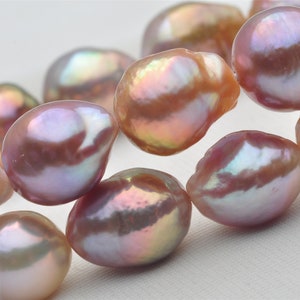 Cuerda barroca de perlas sueltas con color arco iris natural para el diseño del collar, BFM005
