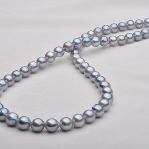 6-7mm Natural Gray Akoya Pearl Strand With Blueish Color,EFD018