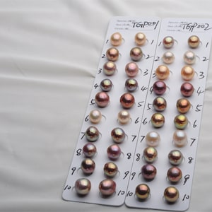 Natural Metallic Color Edison Pearl Pair, Natural Rainbow Color Freshwater Nucleated Pearl Pair