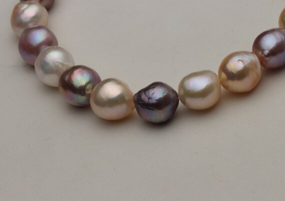 8-12mm Baroque Pearl Necklace,natural Metallic Color Pearl