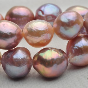 Mehrfarbiger Perlenstrang,Natürliche Metallic Farbe Barock Perlenkette,BKZA008